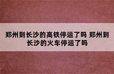 郑州到长沙的高铁停运了吗 郑州到长沙的火车停运了吗